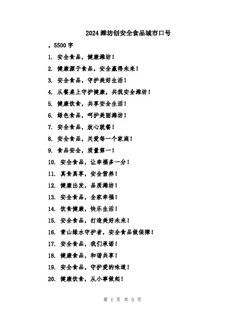 2024潍坊创安全食品城市口号
