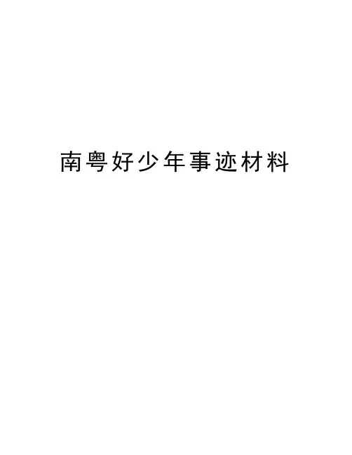 南粤好少年事迹材料培训资料