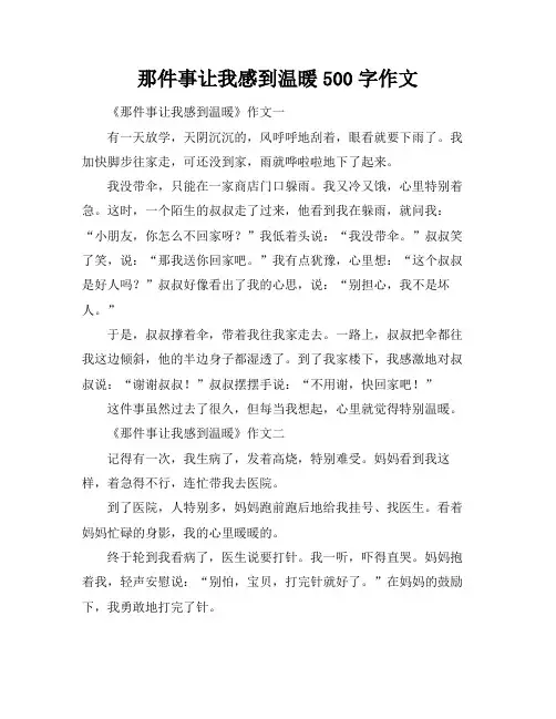 那件事让我感到温暖500字作文