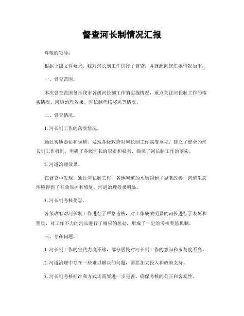 督查河长制情况汇报
