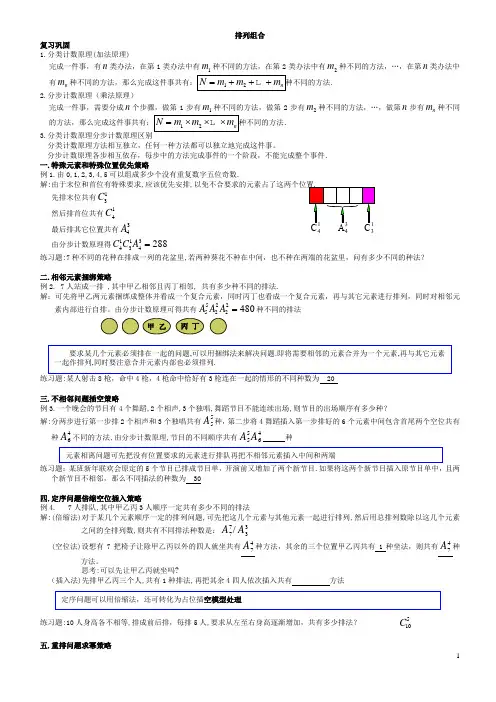 高中数学排列组合题型总结与易错点提示