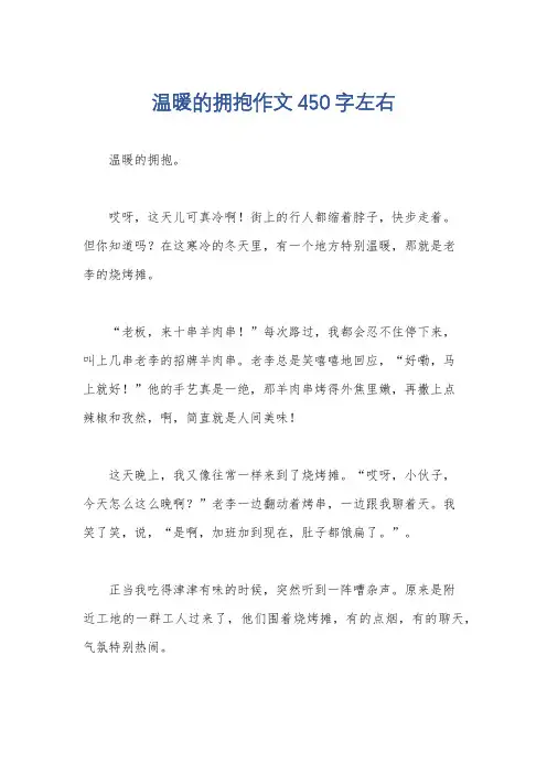 温暖的拥抱作文450字左右
