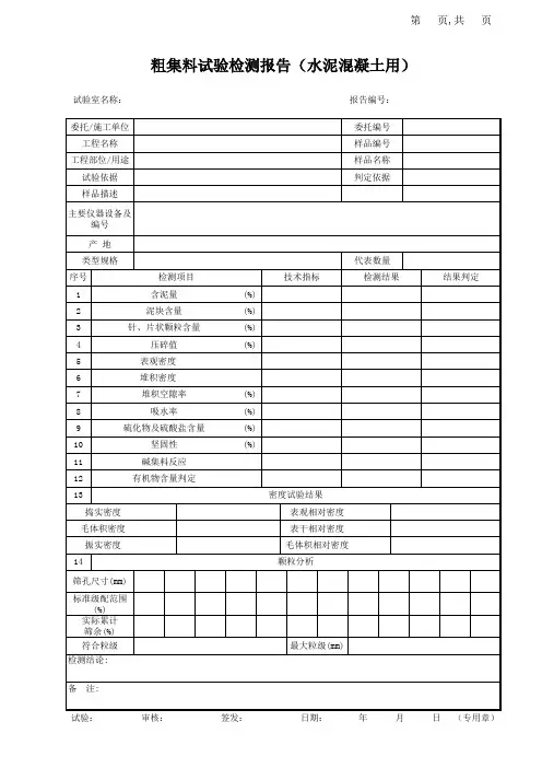 粗集料试验检测报告(水泥混凝土用)