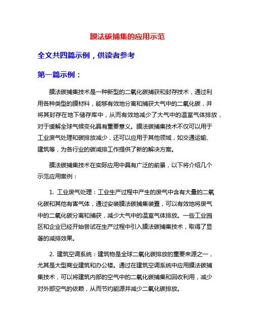 膜法碳捕集的应用示范