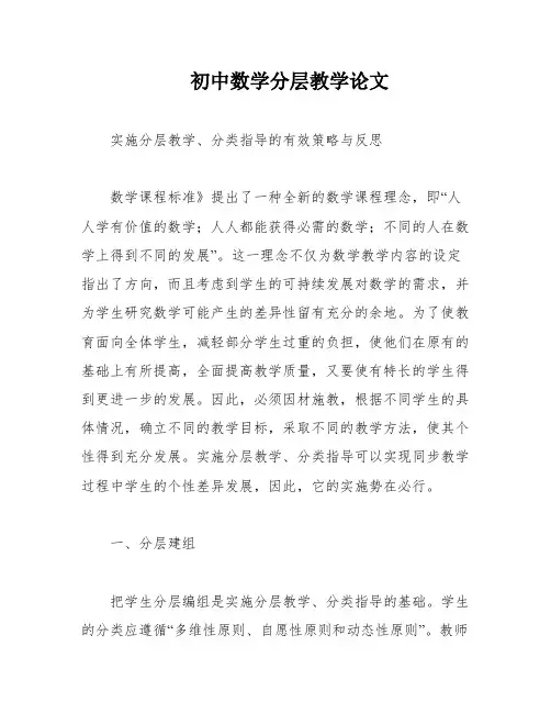 初中数学分层教学论文