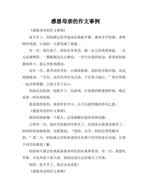 感恩母亲的作文事例