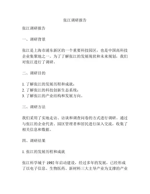 张江调研报告