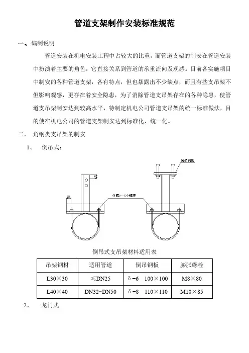 管道支架制作安装标准规范