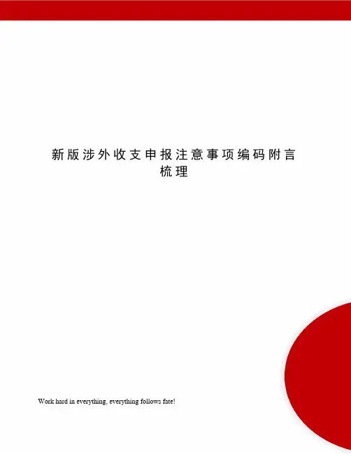 新版涉外收支申报注意事项编码附言梳理