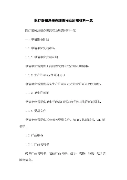 医疗器械注册办理流程及所需材料一览