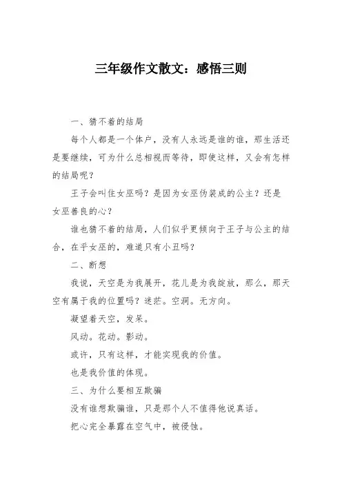 三年级作文散文：感悟三则