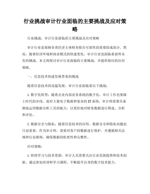 行业挑战审计行业面临的主要挑战及应对策略