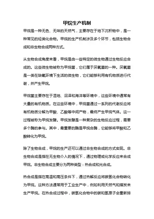 甲烷生产机制