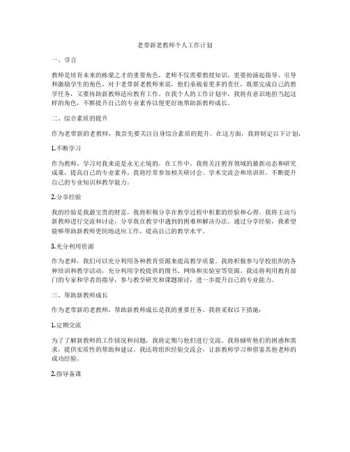 老带新老教师个人工作计划