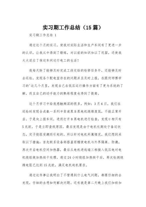 实习期工作总结(15篇)