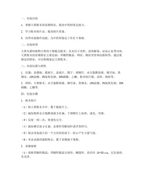 大黄粉末实训报告