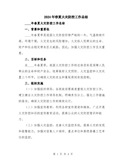 2024年春夏火灾防控工作总结