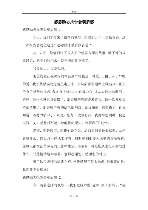 感恩励志报告会观后感