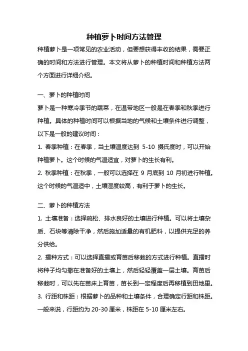 种植萝卜时间方法管理
