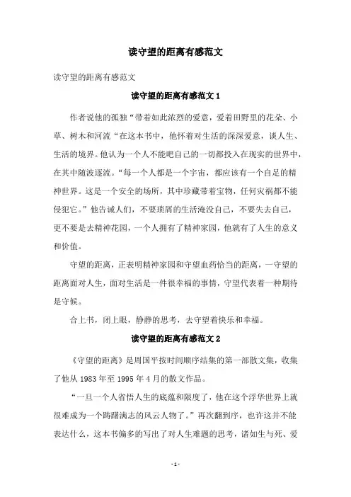 读守望的距离有感范文