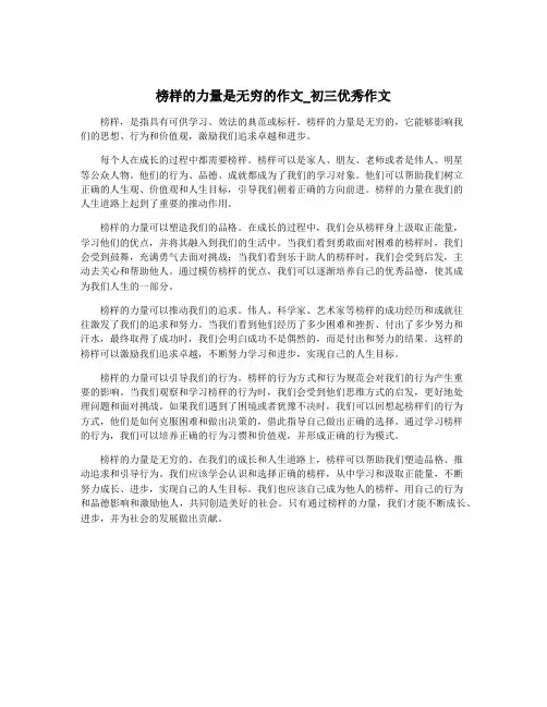 榜样的力量是无穷的作文_初三优秀作文