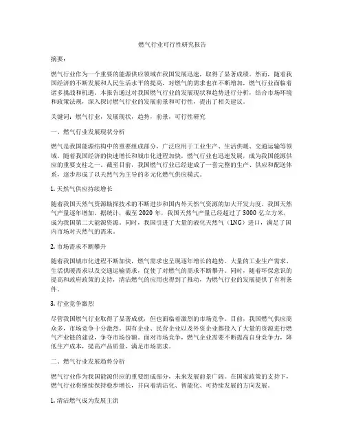 燃气行业可行性研究报告