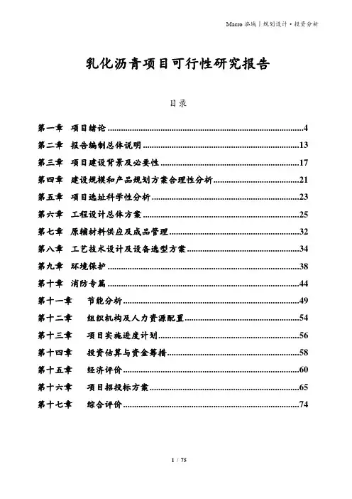 乳化沥青项目可行性研究报告