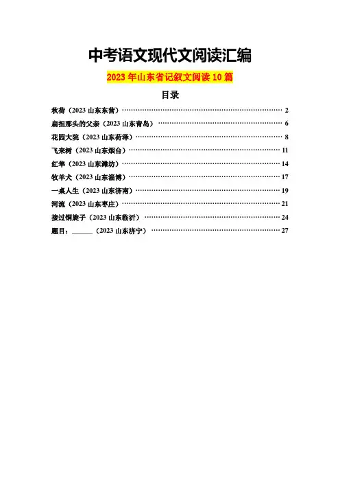 2023年山东省中考语文现代文阅读之记叙文阅读10篇