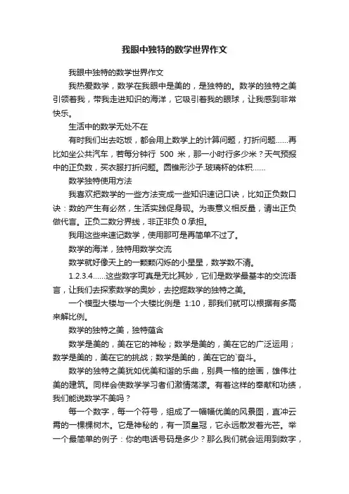 我眼中独特的数学世界作文