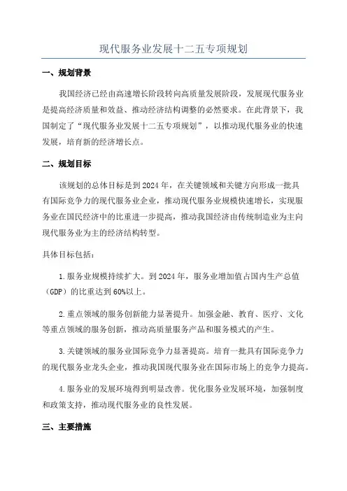 现代服务业发展十二五专项规划
