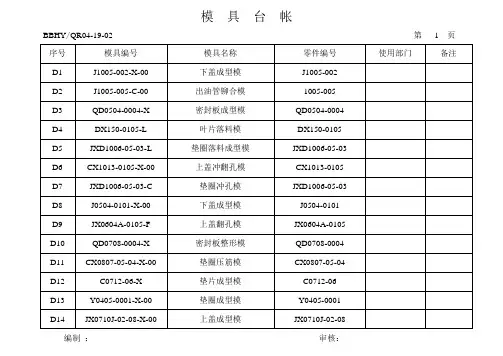模具台帐