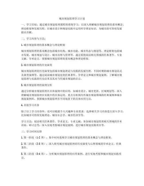 城市规划原理学习计划