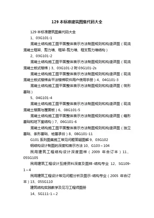 129本标准建筑图集代码大全