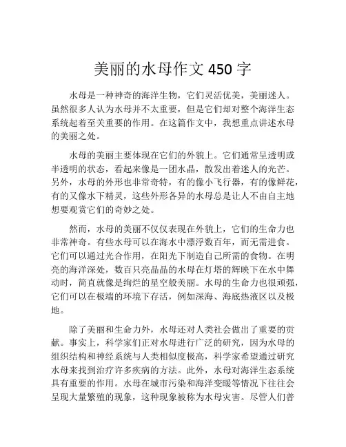 美丽的水母作文450字