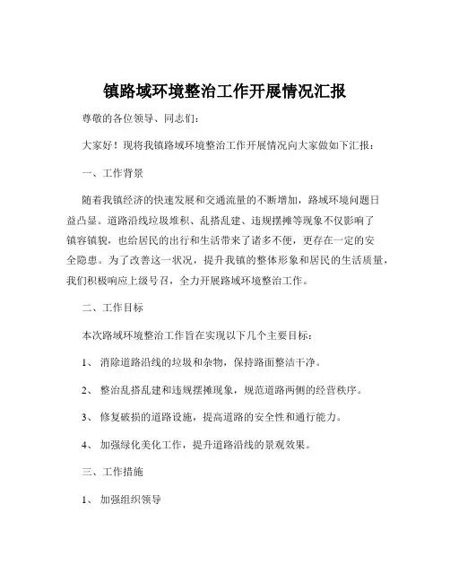 镇路域环境整治工作开展情况汇报