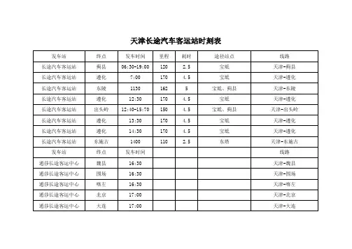 天津长途汽车客运站时刻表