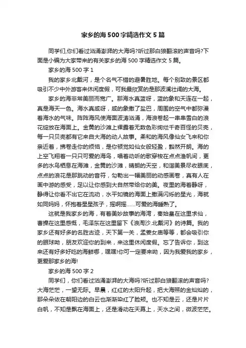 家乡的海500字精选作文5篇