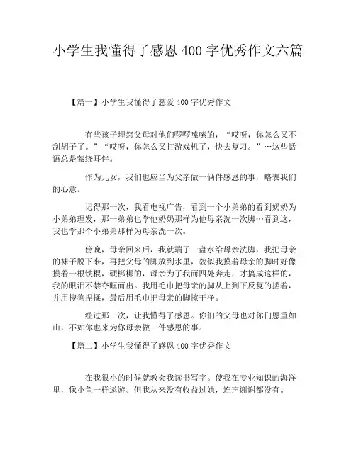 小学生我懂得了感恩400字优秀作文六篇