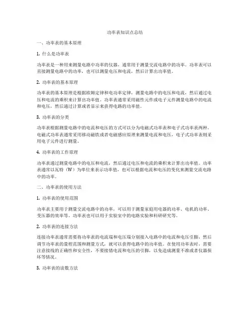 功率表知识点总结