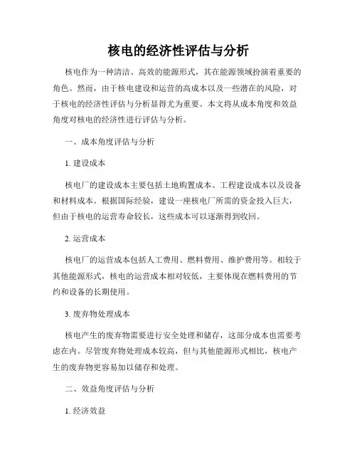 核电的经济性评估与分析