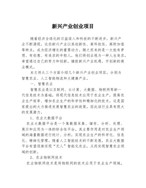 新兴产业创业项目