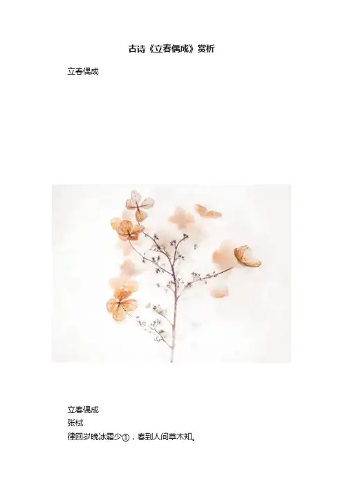 古诗《立春偶成》赏析