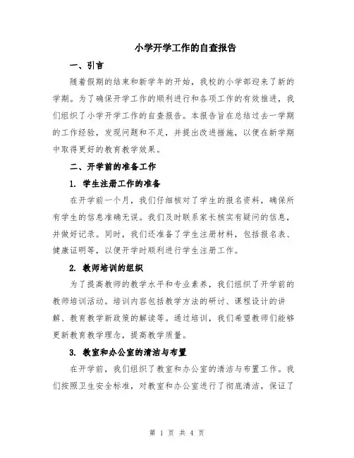 小学开学工作的自查报告
