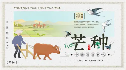 简约卡通风二十四节气之芒种PPT