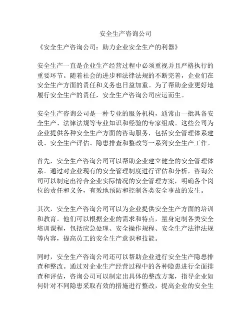 安全生产咨询公司