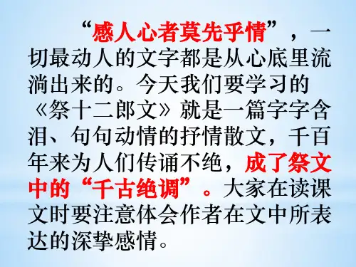 人教高中语文选修《中国古代诗歌散文欣赏》第五单元 《祭十二郎文》韩愈(经典实用)