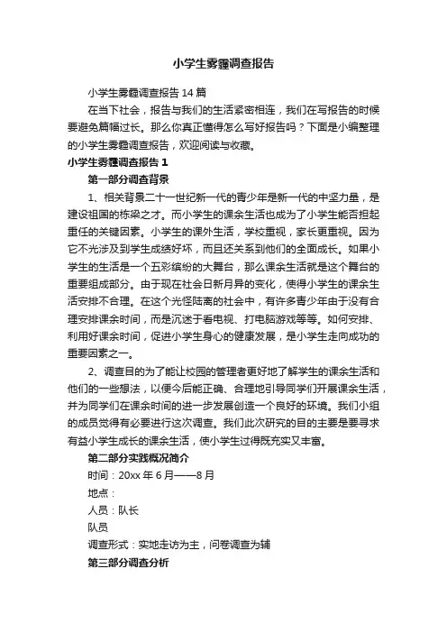 小学生雾霾调查报告