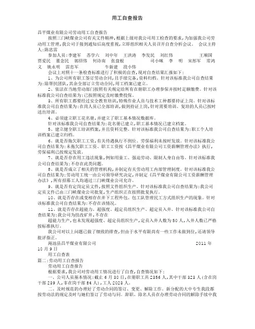 用工自查报告