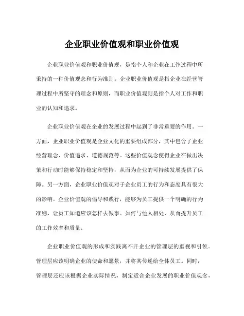 企业职业价值观和职业价值观