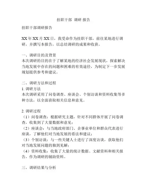 挂职干部  调研 报告